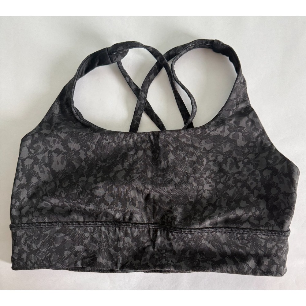 Lululemon Women's Energy Sports black camo Strappy Running Yoga Sz 10